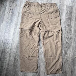 LL Bean Pants Womens XL Beige Cargo Convertible pants Hiking Outdoor OCFL3